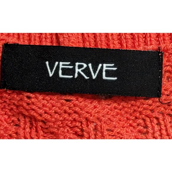 Verve Red Orange Open Front Open Knit Cardigan Sweater Small Lightweight Soft - Picture 3 of 7